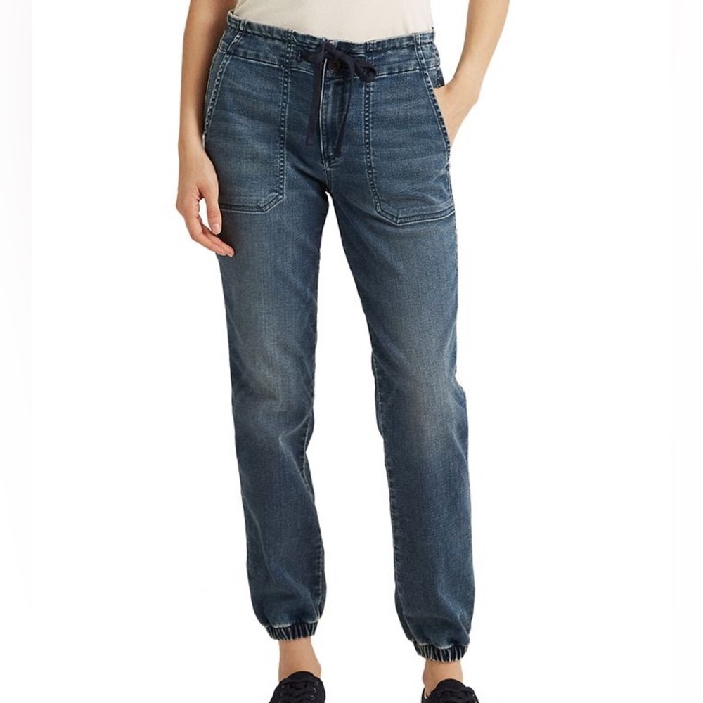 NWT Lauren by Ralph Lauren Drawstring Ankle Length Denim Pants